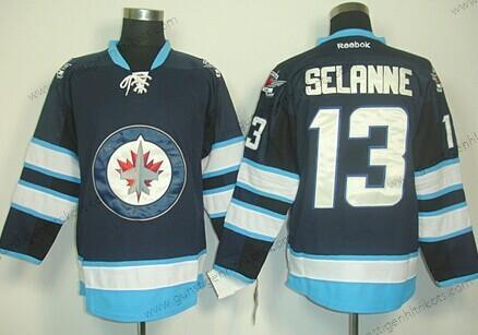 Herren Winnipeg Jets #13 Teemu Selanne Trikots – Marineblau Blau