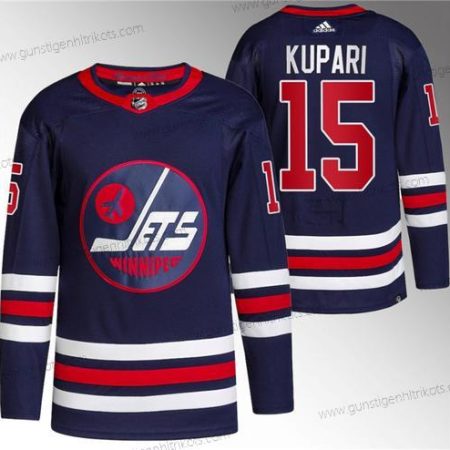 Herren Winnipeg Jets #15 Rasmus Kupari 2021-22 Strickerei Trikots – Marineblau