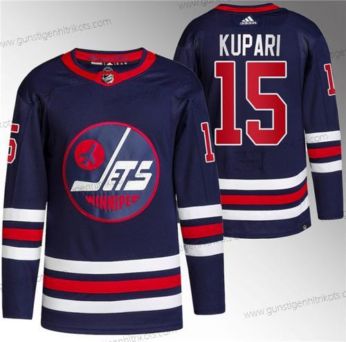 Herren Winnipeg Jets #15 Rasmus Kupari 2021-22 Strickerei Trikots – Marineblau