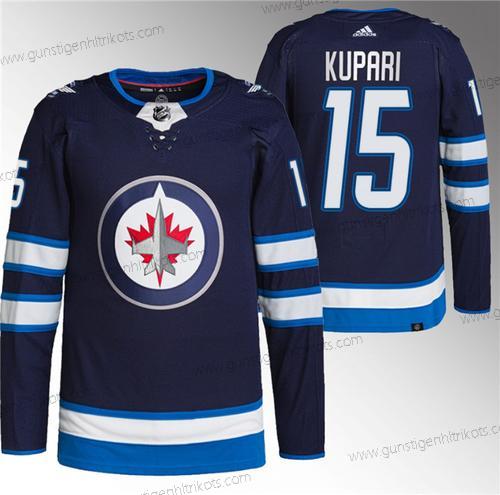 Herren Winnipeg Jets #15 Rasmus Kupari Strickerei Trikots – Marineblau