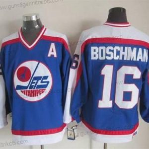 Herren Winnipeg Jets #16 Laurie Boschman 1979-80 CCM Vintage Trikots – Blau