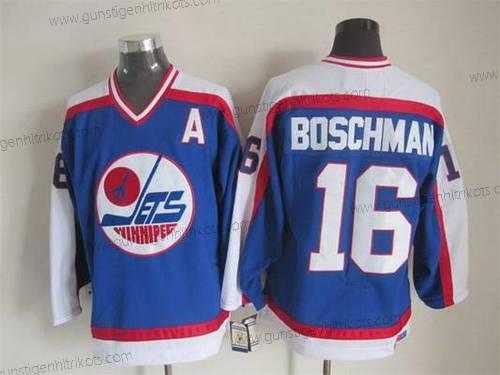 Herren Winnipeg Jets #16 Laurie Boschman 1979-80 CCM Vintage Trikots – Blau