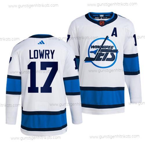 Herren Winnipeg Jets #17 Adam Lowry 2022-23 Rückseite Retro Strickerei Trikots – Weiß