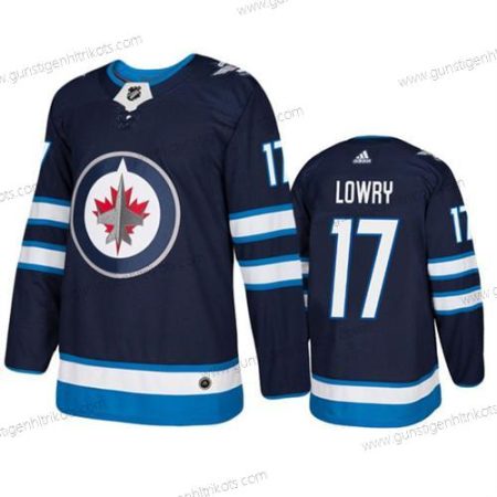 Herren Winnipeg Jets #17 Adam Lowry Strickerei Trikots – Marineblau