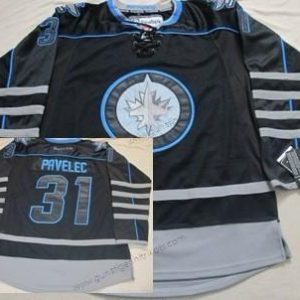 Herren Winnipeg Jets #31 Ondrej Pavelec Ice Trikots – Schwarz