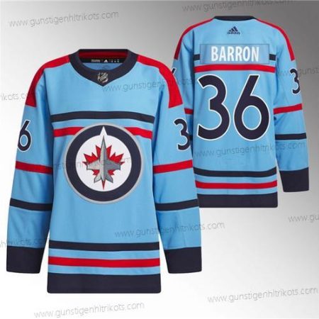 Herren Winnipeg Jets #36 Morgan Barron Jahrestag Primegreen Strickerei Trikots – Blau