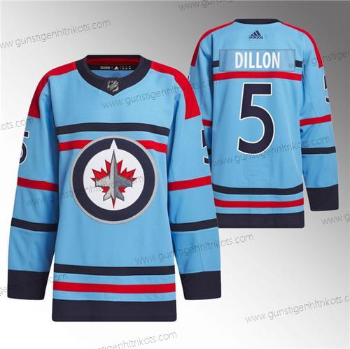 Herren Winnipeg Jets #5 Brenden Dillon Jahrestag Primegreen Strickerei Trikots – Blau