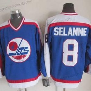 Herren Winnipeg Jets #8 Teemu Selanne 1979-80 CCM Vintage Trikots – Blau