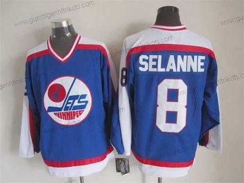 Herren Winnipeg Jets #8 Teemu Selanne 1979-80 CCM Vintage Trikots – Blau