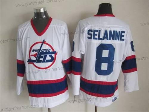 Herren Winnipeg Jets #8 Teemu Selanne 1990-91 CCM Vintage Trikots – Weiß