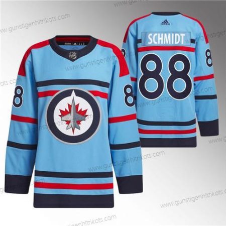 Herren Winnipeg Jets #88 Nate Schmidt Jahrestag Primegreen Strickerei Trikots – Blau