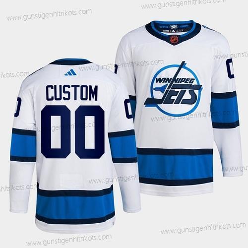 Herren Winnipeg Jets Personalisiertes 2022 Rückseite Retro Strickerei Trikots – Weiß