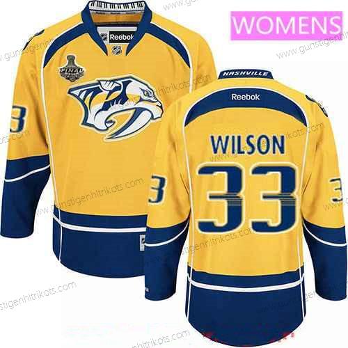 Herren WoNashville Predators #33 Colin Wilson 2017 Stanley Cup Finals Patch Strickerei NHL Reebok Hockey Trikots – Gelb