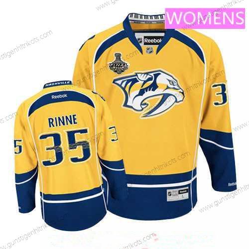 Herren WoNashville Predators #35 Pekka Rinne 2017 Stanley Cup Finals Patch Strickerei NHL Reebok Hockey Trikots – Gelb