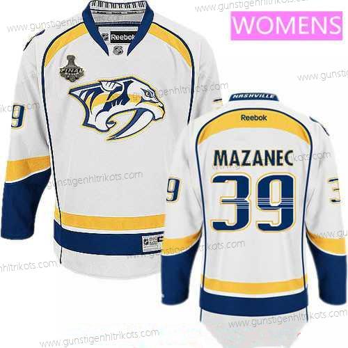 Herren WoNashville Predators #39 Marek Mazanec 2017 Stanley Cup Finals Patch Strickerei NHL Reebok Hockey Trikots – Weiß