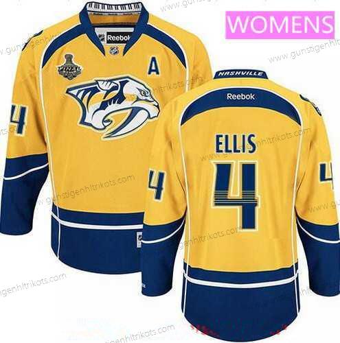 Herren WoNashville Predators #4 Ryan Ellis 2017 Stanley Cup Finals A Patch Strickerei NHL Reebok Hockey Trikots – Gelb