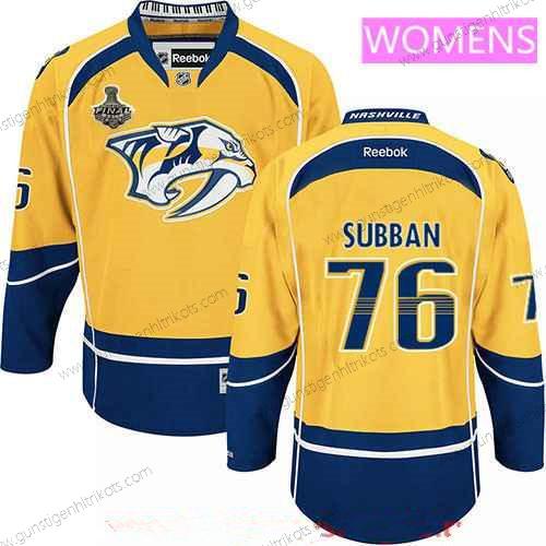 Herren WoNashville Predators #76 P.K. Subban 2017 Stanley Cup Finals Patch Strickerei NHL Reebok Hockey Trikots – Gelb