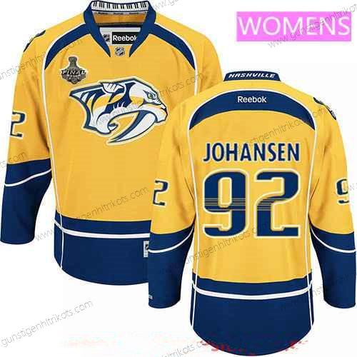 Herren WoNashville Predators #92 Ryan Johansen 2017 Stanley Cup Finals Patch Strickerei NHL Reebok Hockey Trikots – Gelb