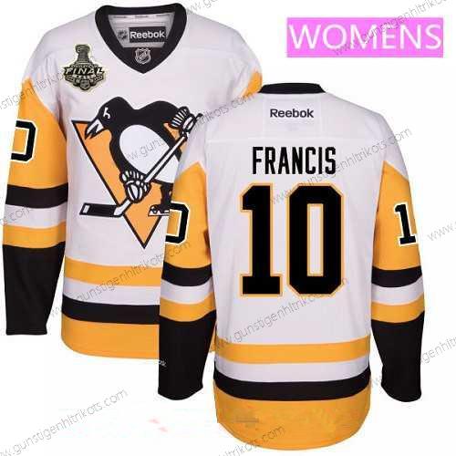 Herren WoPittsburgh Penguins #10 Ron Francis Ausweichtrikot 2017 Stanley Cup Finals Patch Strickerei NHL Reebok Hockey Trikots – Weiß