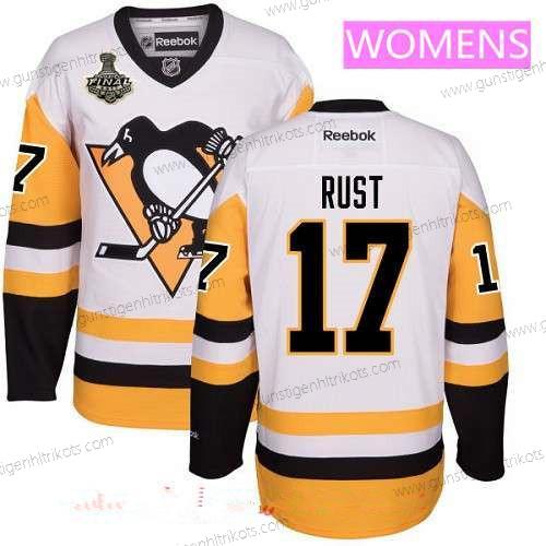 Herren WoPittsburgh Penguins #17 Bryan Rust Ausweichtrikot 2017 Stanley Cup Finals Patch Strickerei NHL Reebok Hockey Trikots – Weiß