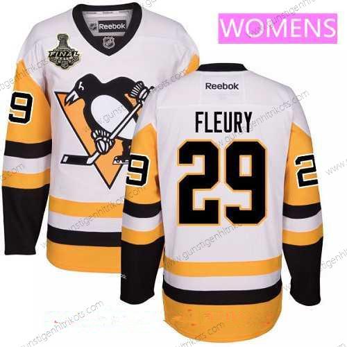 Herren WoPittsburgh Penguins #29 Marc-Andre Fleury Ausweichtrikot 2017 Stanley Cup Finals Patch Strickerei NHL Reebok Hockey Trikots – Weiß