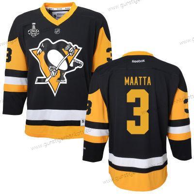 Herren WoPittsburgh Penguins #3 Olli Maatta With 2017 Stanley Cup NHL Finals Patch Trikots – Schwarz Gelb