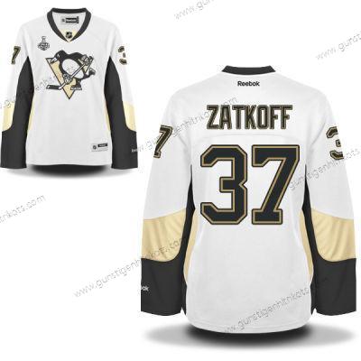 Herren WoPittsburgh Penguins #37 Jeff Zatkoff Road 2017 Stanley Cup NHL Finals Patch Trikots – Weiß