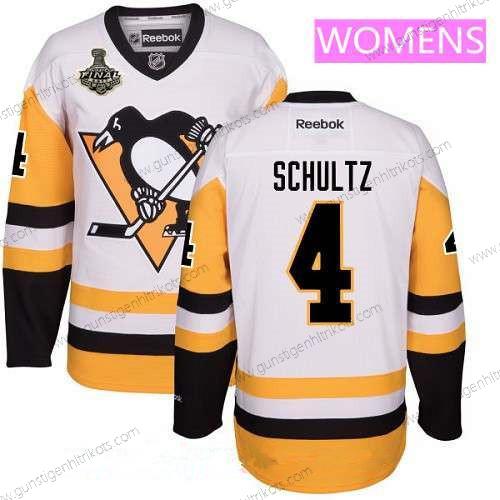 Herren WoPittsburgh Penguins #4 Justin Schultz Ausweichtrikot 2017 Stanley Cup Finals Patch Strickerei NHL Reebok Hockey Trikots – Weiß