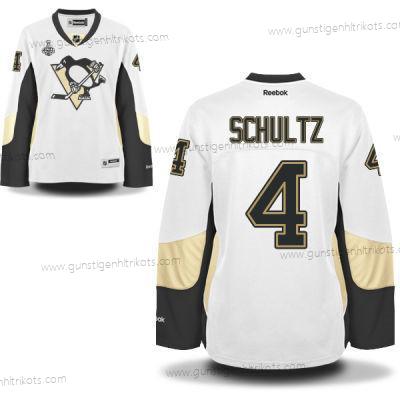 Herren WoPittsburgh Penguins #4 Justin Schultz Road 2017 Stanley Cup NHL Finals Patch Trikots – Weiß