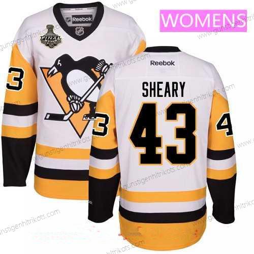 Herren WoPittsburgh Penguins #43 Conor Sheary Ausweichtrikot 2017 Stanley Cup Finals Patch Strickerei NHL Reebok Hockey Trikots – Weiß