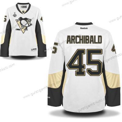 Herren WoPittsburgh Penguins #45 Josh Archibald Road 2017 Stanley Cup NHL Finals Patch Trikots – Weiß