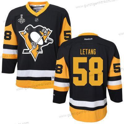 Herren WoPittsburgh Penguins #58 Kris Letang With 2017 Stanley Cup NHL Finals Patch Trikots – Schwarz Gelb