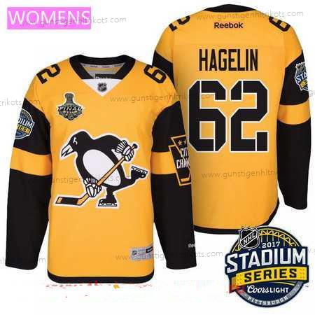 Herren WoPittsburgh Penguins #62 Carl Hagelin Stadium Series 2017 Stanley Cup Finals Patch Strickerei NHL Reebok Hockey Trikots – Gelb