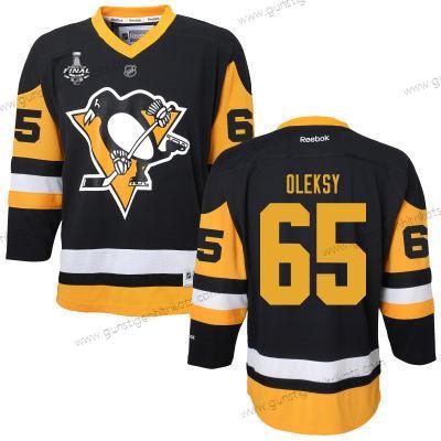 Herren WoPittsburgh Penguins #65 Steve Oleksy With 2017 Stanley Cup NHL Finals Patch Trikots – Schwarz Gelb