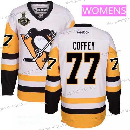 Herren WoPittsburgh Penguins #77 Paul Coffey Ausweichtrikot 2017 Stanley Cup Finals Patch Strickerei NHL Reebok Hockey Trikots – Weiß