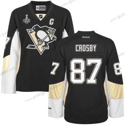 Herren WoPittsburgh Penguins #87 Sidney Crosby Team Color 2017 Stanley Cup NHL Finals C Patch Trikots – Schwarz