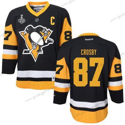 Herren WoPittsburgh Penguins #87 Sidney Crosby With 2017 Stanley Cup NHL Finals C Patch Trikots – Schwarz Gelb