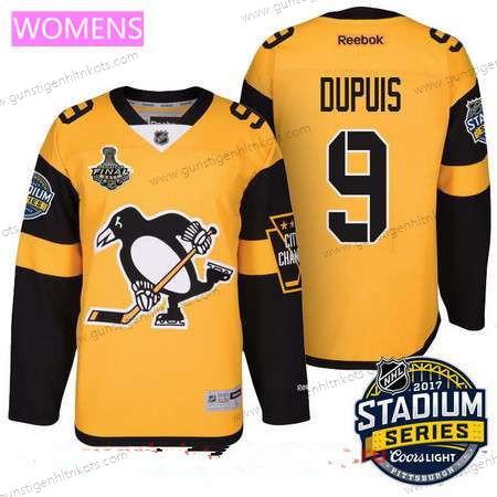 Herren WoPittsburgh Penguins #9 Pascal Dupuis Stadium Series 2017 Stanley Cup Finals Patch Strickerei NHL Reebok Hockey Trikots – Gelb