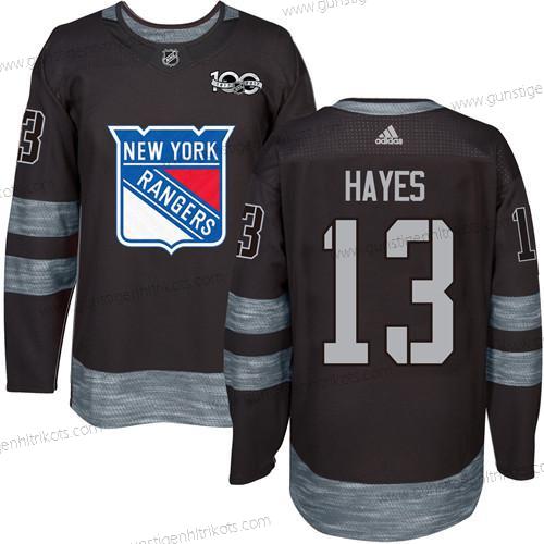 Herren York New York Rangers #13 Kevin Hayes 1917-2017 100th Jahrestag Strickerei NHL Trikots – Schwarz