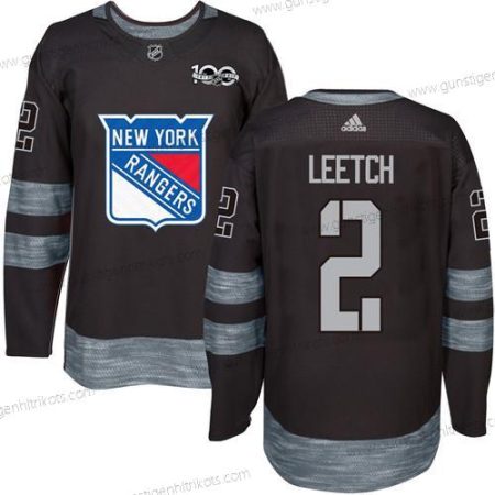 Herren York New York Rangers #2 Brian Leetch 1917-2017 100th Jahrestag Strickerei NHL Trikots – Schwarz