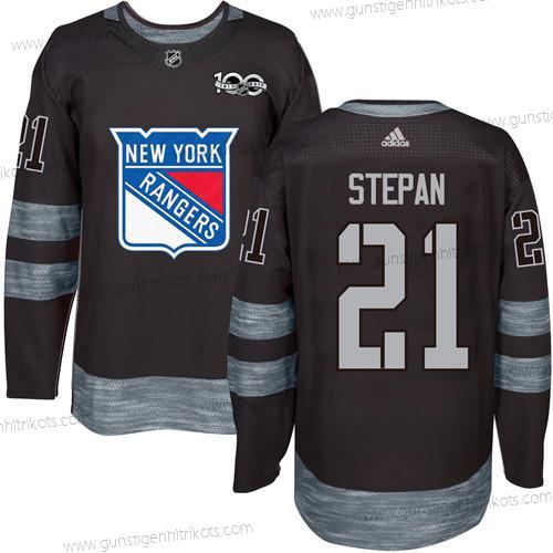 Herren York New York Rangers #21 Derek Stepan 1917-2017 100th Jahrestag Strickerei NHL Trikots – Schwarz