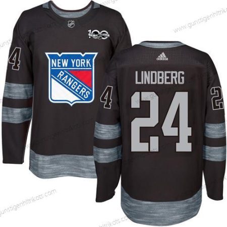 Herren York New York Rangers #24 Oscar Lindberg 1917-2017 100th Jahrestag Strickerei NHL Trikots – Schwarz