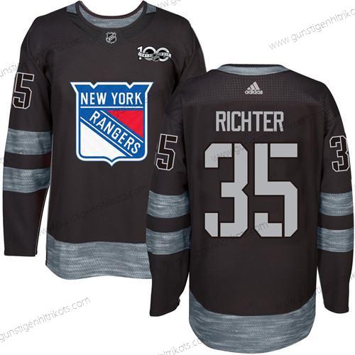 Herren York New York Rangers #35 Mike Richter 1917-2017 100th Jahrestag Strickerei NHL Trikots – Schwarz