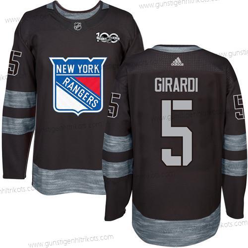 Herren York New York Rangers #5 Dan Girardi 1917-2017 100th Jahrestag Strickerei NHL Trikots – Schwarz