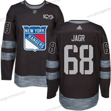 Herren York New York Rangers #68 Jaromir Jagr 1917-2017 100th Jahrestag Strickerei NHL Trikots – Schwarz