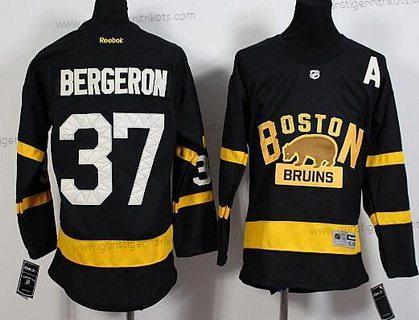 Jugend Boston Bruins #37 Patrice Bergeron Reebok 2016 Winter Klassisch Premier Trikots – Schwarz