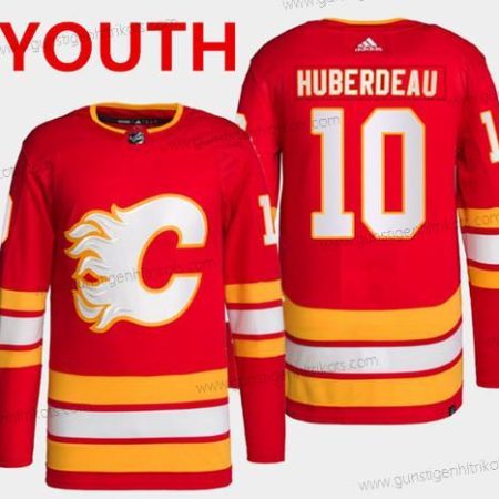 Jugend Calgary Flames #10 Jonathan Huberdeau Strickerei Trikots – Rot