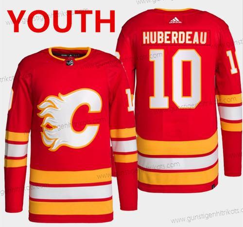 Jugend Calgary Flames #10 Jonathan Huberdeau Strickerei Trikots – Rot