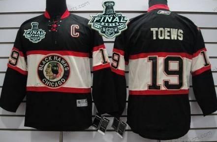 Jugend Chicago Blackhawks #19 Janathan Toews 2015 Stanley Cup Ausweichtrikot Trikots – Schwarz