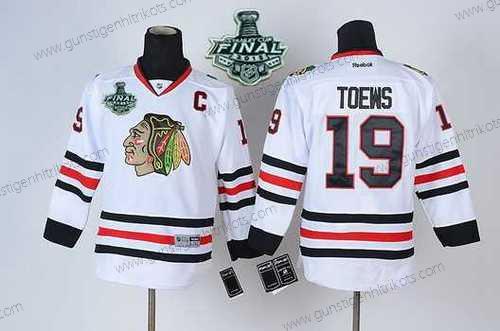 Jugend Chicago Blackhawks #19 Janathan Toews 2015 Stanley Cup Trikots – Weiß